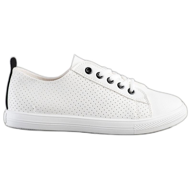 SHELOVET Sneakers Traforate Con Ecopelle bianca