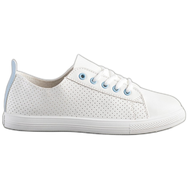 SHELOVET Sneakers Traforate Con Ecopelle bianca