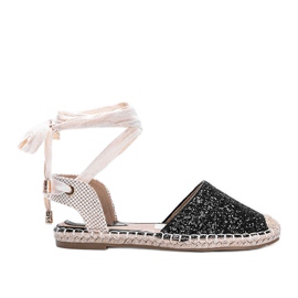 Espadrillas di broccato allacciate Cassandra nere beige