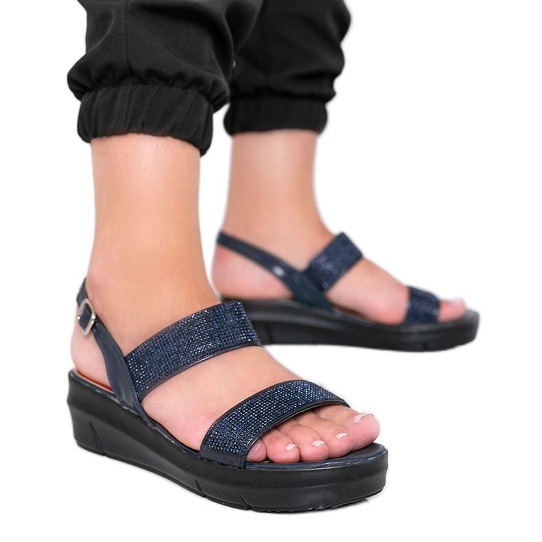 Sandali con zeppa blu navy Sweet Rasp