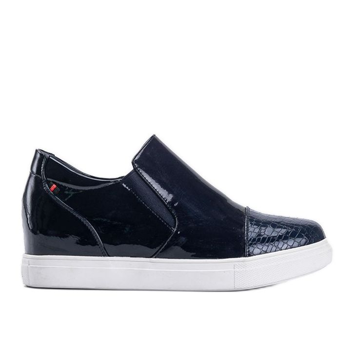 Sneakers laccate blu navy sulla zeppa Yasmin
