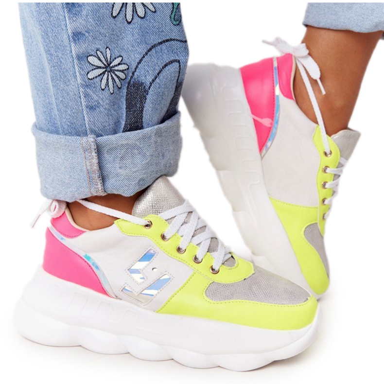 Scarpe sportive da donna sulla piattaforma lu boo white bianco multicolore