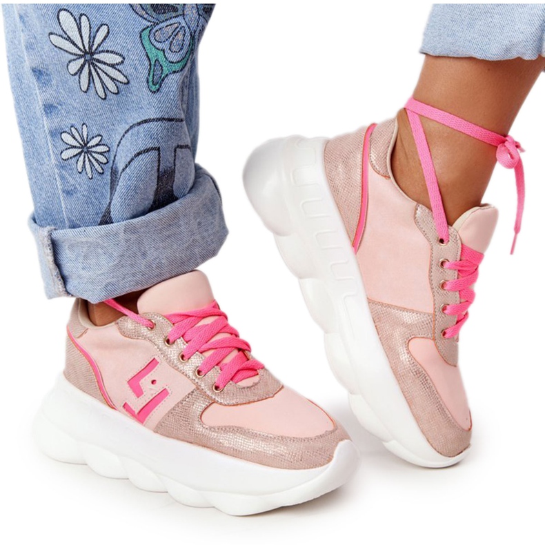 Scarpe sportive da donna sulla piattaforma lu boo pink rosa multicolore