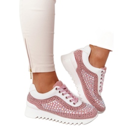 Sneakers Con Zeppa Con Paillettes Lu Boo Rosa