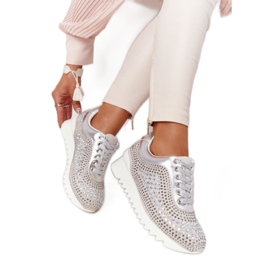 Sneakers Con Zeppa Con Paillettes Lu Boo Argento d'argento