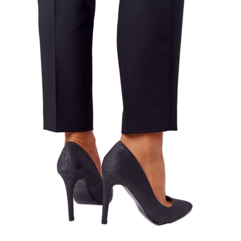 Elegante Glitter Lu Boo Nero Tacchi Alti
