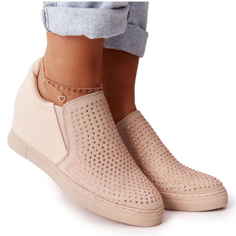 Sneakers Con Zeppa Con Paillettes Lu Boo Beige marrone