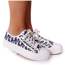 PS1 Sneakers da donna bianche e blu Daphne bianco blu navy