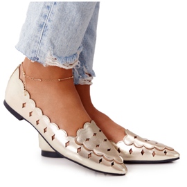 Mocassini traforati da donna Lu Boo Golden d'oro