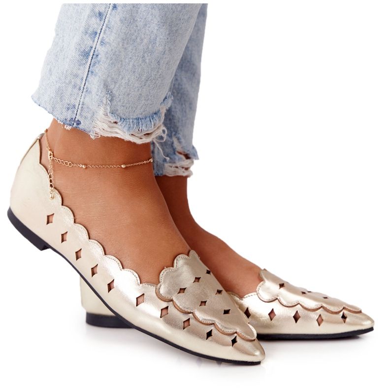 Mocassini traforati da donna Lu Boo Golden d'oro