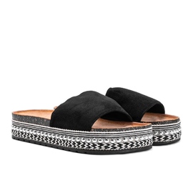 Pantofole nere con suola Fiore decorativa nero