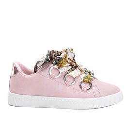 Sneakers rosa con bordatura in raso Kisionis