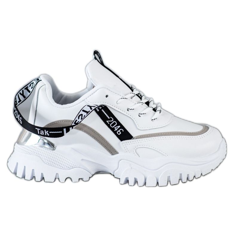 Ideal Shoes Sneakers bianche alla moda bianca