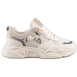 SHELOVET Sneakers Beige Con Glitter