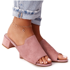 Ciabatte In Pelle Scamosciata Sul Tacco Sergio Leone KL313 Rosa