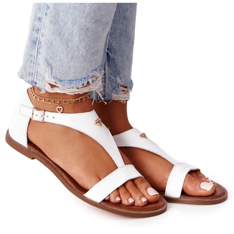 Sandali in pelle da donna Nicole 2648 Bianco bianca