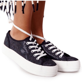 S.Barski Sneakers Glitter Sulla Piattaforma Luna Nera nero