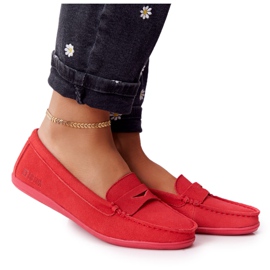 Mocassini da donna in pelle scamosciata Big Star HH274668 Corallo rosso