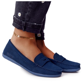 Mocassini da donna in pelle scamosciata Big Star HH274663 Navy Blue blu navy