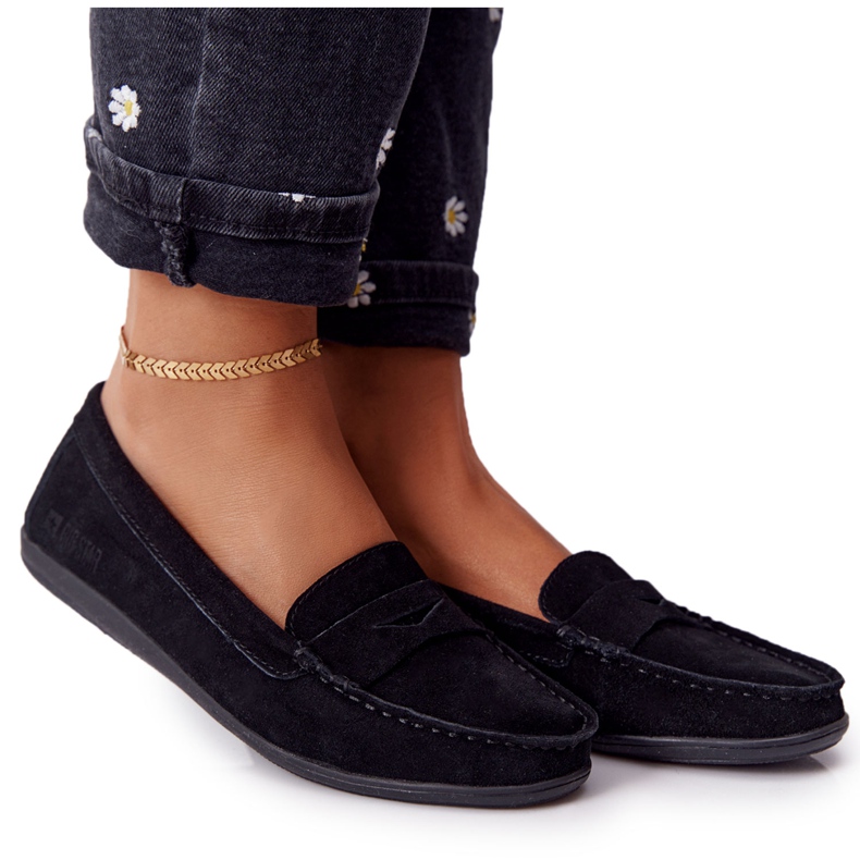 Mocassini da donna in pelle scamosciata Big Star HH274662 Nero