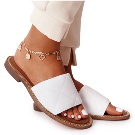 Ciabatte In Pelle Con Trapunta Nicole 2650 Bianco
