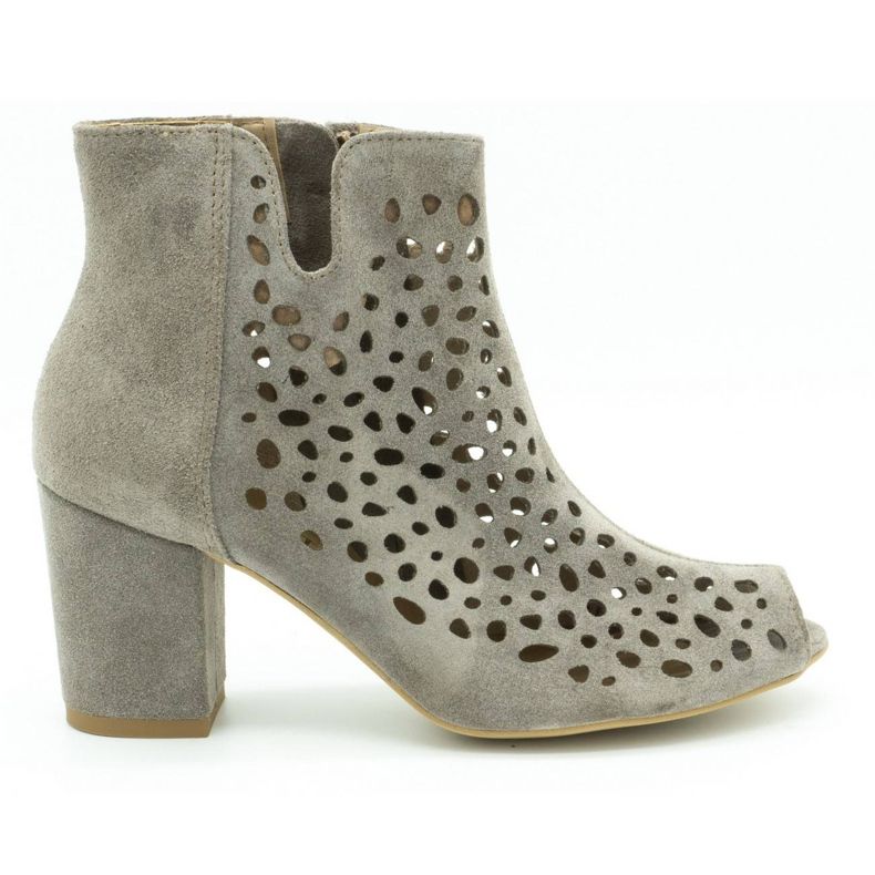 Exousite Stivali in pelle traforata da donna 1184 grigio