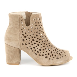 Exousite Stivali da donna in pelle traforata 1184 beige