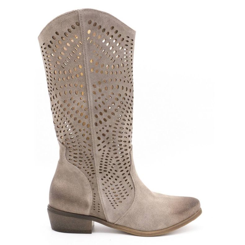 Exousite Stivali da donna in pelle traforata 1229 grigio