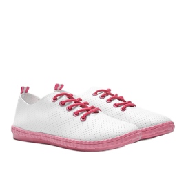 BM Lasciami traforare sneakers bianche e rosa bianco