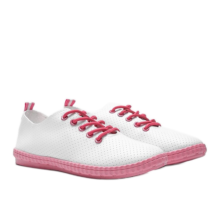 BM Lasciami traforare sneakers bianche e rosa bianca