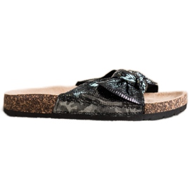SHELOVET Ciabatte lucide con fiocco nero