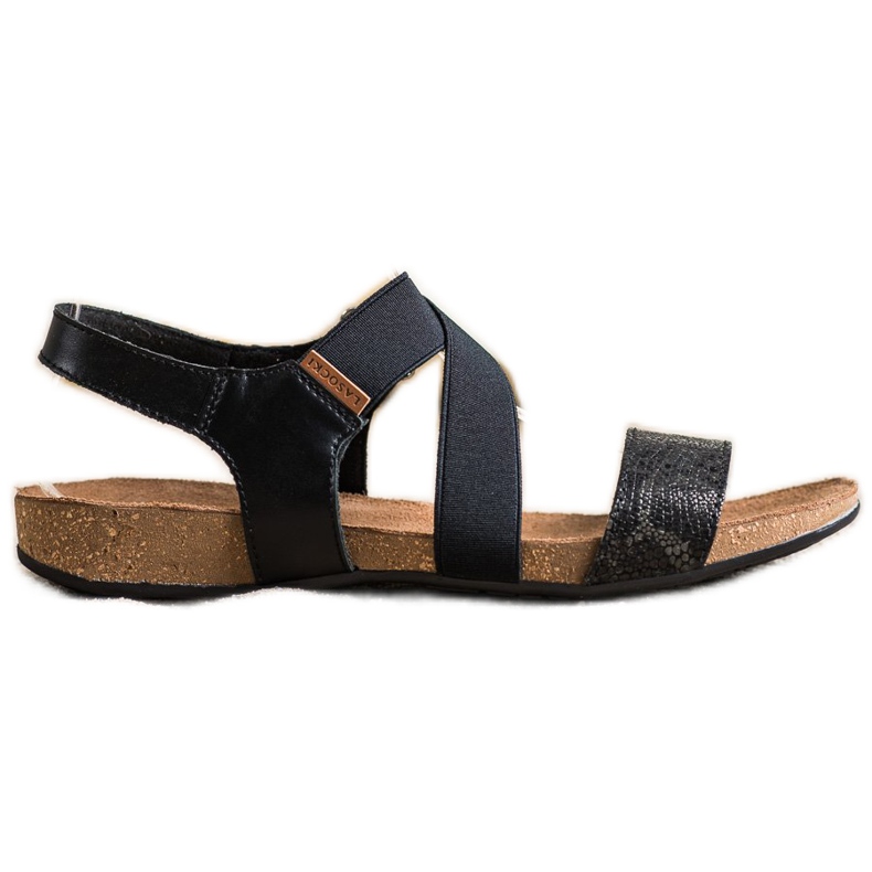 SHELOVET Sandali In Pelle Con Glitter nero