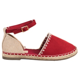 Goodin Espadrillas rosse con pelle scamosciata beige rosso