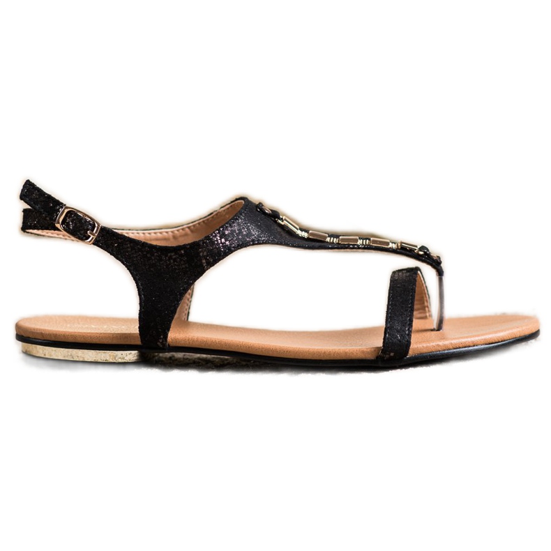 Sandali Con Ornamenti Dorati VINCEZA nero