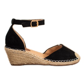 SHELOVET Espadrillas con zeppa nero