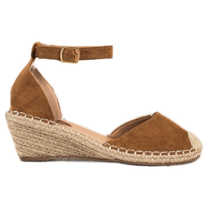 SHELOVET Espadrillas con zeppa marrone
