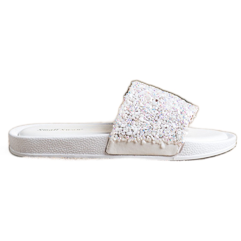 Small Swan Pantofole Bianche Con Cristalli bianca