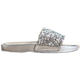Small Swan Pantofole Argento Con Cristalli grigio