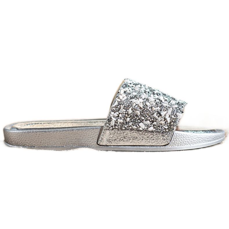 Small Swan Pantofole Argento Con Cristalli grigio