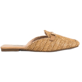 SHELOVET Eleganti Pantofole di Paglia marrone