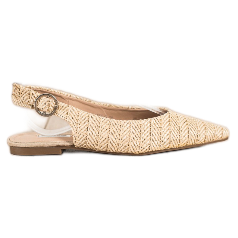 SHELOVET Décolleté di paglia con tacco aperto beige