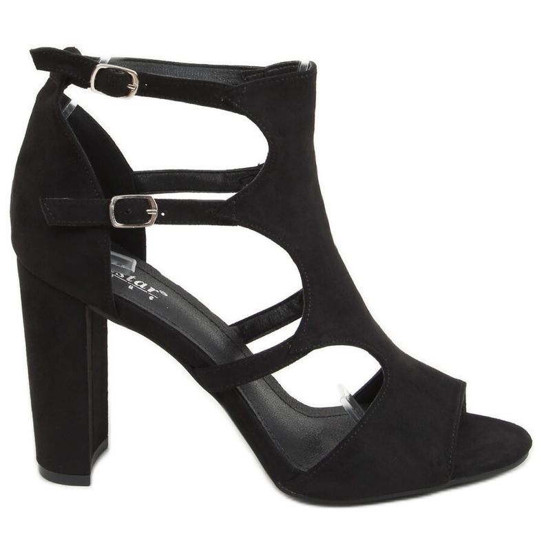 Sandali neri con tacco alto NS111P Nero