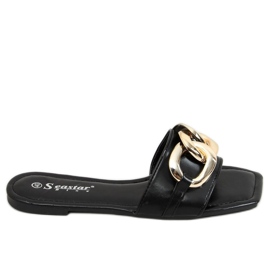 Pantofole quadrate con catena nere CK206P Black nero