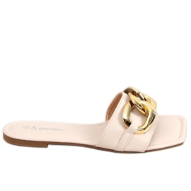 Pantofole quadrate beige con catena CK206P Beige
