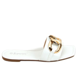 Pantofole quadrate con catena bianche CK206P White bianco