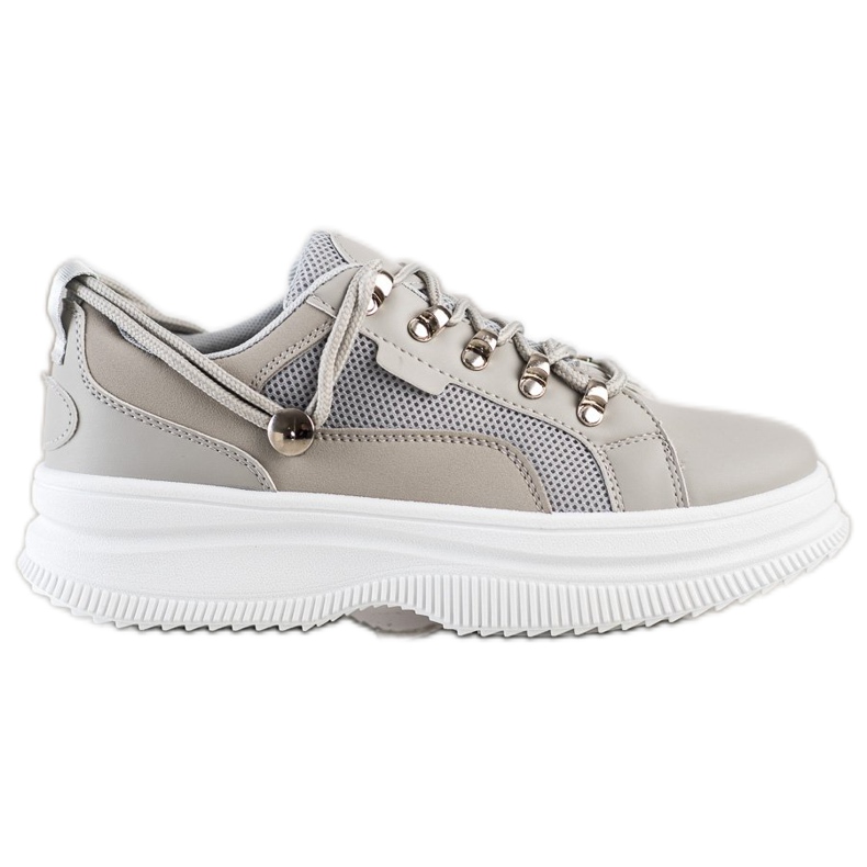 SHELOVET Sneakers grigie sulla piattaforma beige grigio