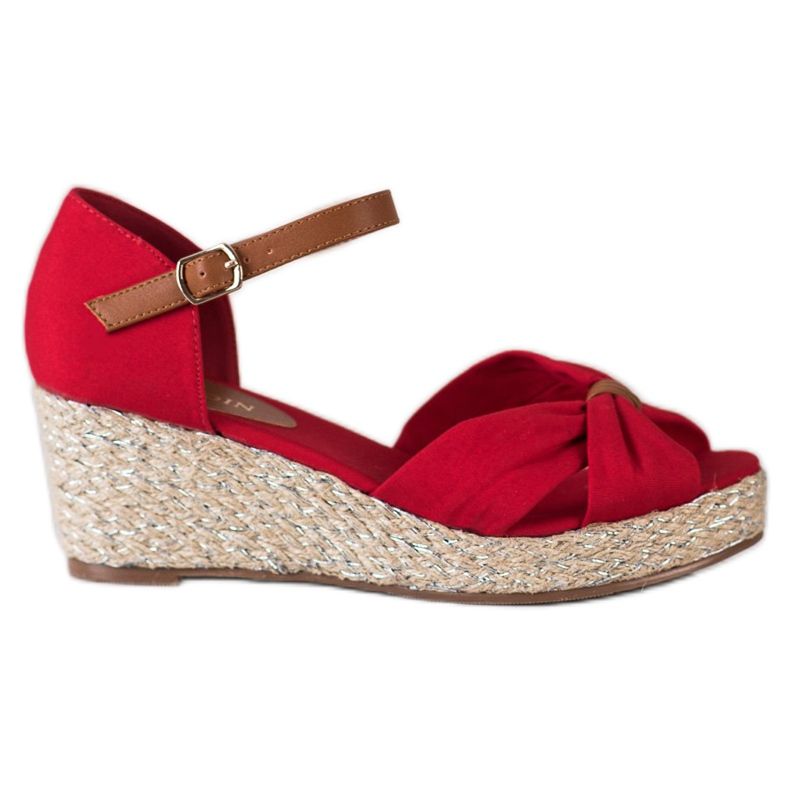 Goodin Sandali con zeppa in tessuto rosso