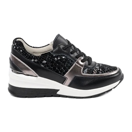 Goodin Sneakers in pelle nera con stampa serpente nero