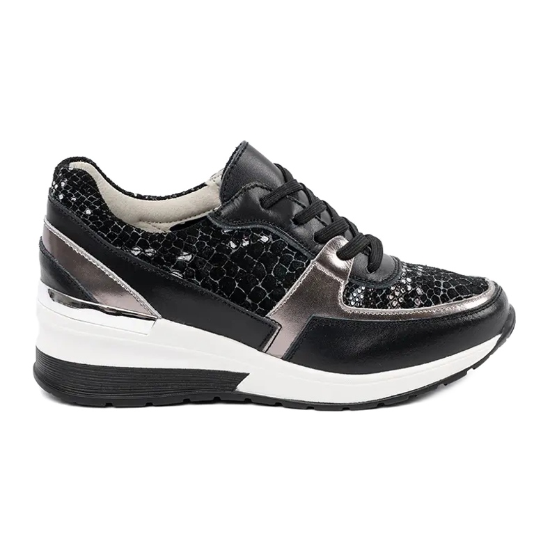 Goodin Sneakers in pelle nera con stampa serpente nero