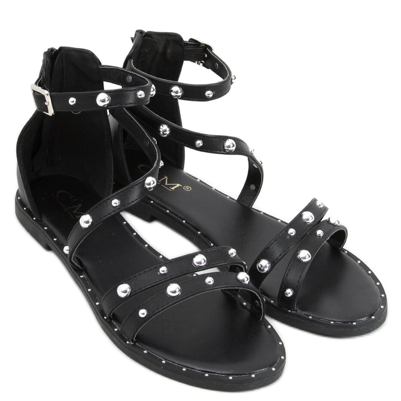 Sandali con tacco basso nero B7922 Black
